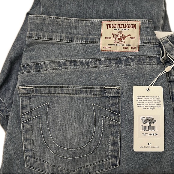 TRUE RELIGION SUPER SKINNY PLUS SZ. 42 (24W+)JEANS JENNIE MID-RISE CURVY SKINNY - Picture 5 of 6